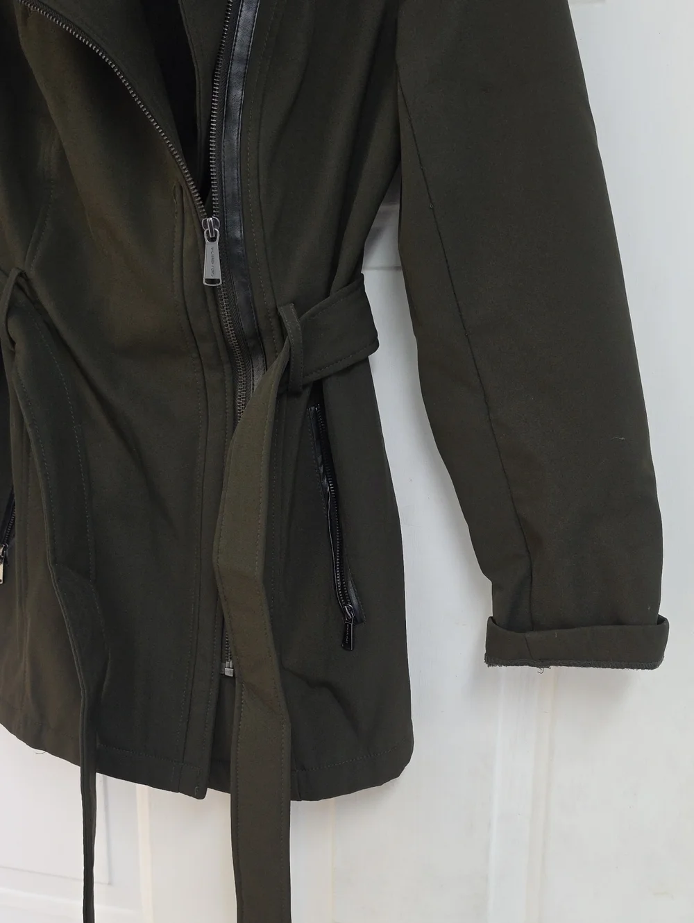 Michael Kors olive green asymmetrical military jacket